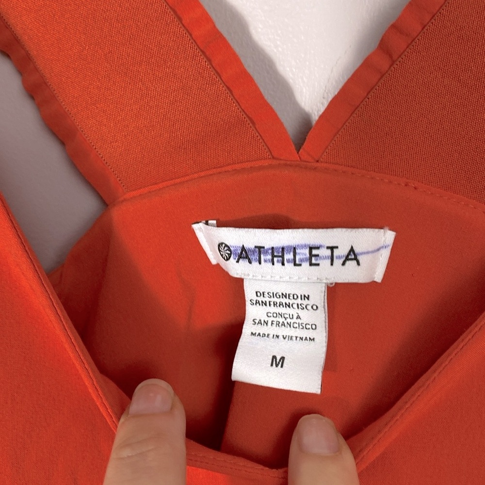 Athleta Savannah Strap Mini Orange Tie Front Sundress size medium - Picture 6 of 12